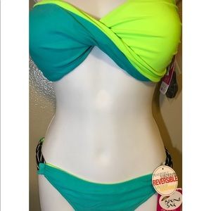 NWT hula honey swimwear sz large neon reversible